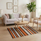 Bold Orange Brown Striped Area Rug