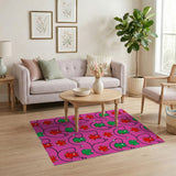 Cartoon Plug Cats Pink Area Rug