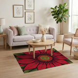 Floral Vintage Bold Red Poinsettia Floral Area Rug