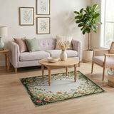 ODIKA Art Nouveau Floral Washable Area Rug - Vintage Botanical Low Pile Non-Slip Rug