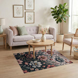 Blush Pink Cosmos Flowers Hearts Floral Rug