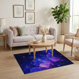 ODIKA Washable Galaxy Area Rug, Outer Space Stars Nebula Blue & Purple Non-Slip Low Pile Rug