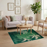 Emerald Green Palm Silhouette Coastal Rug