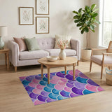 Mermaid Scales Area Rug in Pink Purple Blue