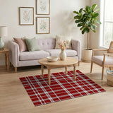 Bold Red Plaid Check Area Rug
