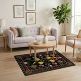 Black Gold Poker Cards Dice Area Rug