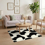 Black and White Bold Black White Abstract Area Rug