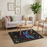 Ornate Dragonfly Floral Area Rug