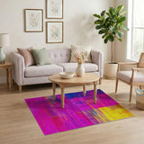 Geometric Modern Vibrant Pink Blue Geometric Abstract Area Rug