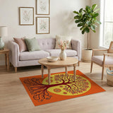 Vibrant Orange Tree of Life Area Rug