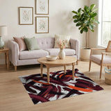 Maroon Orange Brush Stroke Abstract Area Rug