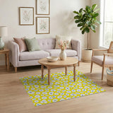 Sunny Yellow Eye Flower Pattern Area Rug