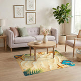 Sandy Beach Starfish Flip Flops Area Rug