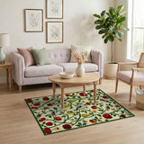 Vibrant Apples Pears Bees Fruit Orchard Area Rug
