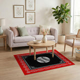 Red Heritage Tribal Rug with Striped Orb
