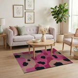 Vibrant Pink Black Camo Abstract Area Rug