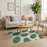 Vibrant Green Palm Frond Coastal Area Rug