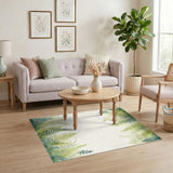 Lush Green Fern Botanical Area Rug