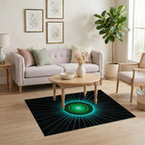 Neon Teal Burst Geometric Area Rug