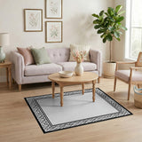 Grey Heritage Tribal Knot Border Rug