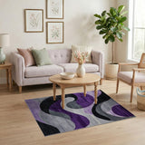 Purple Wave Abstract Abstract Area Area Rug