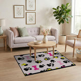 Cute Pink Paw Prints Bones Area Rug