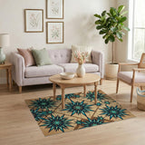 Teal Starburst Distressed Vintage Area Rug