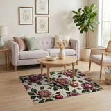 Pink Floral Vintage Pink Roses Floral Area Rug