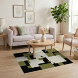 Khaki Geometric Modern Area Rug