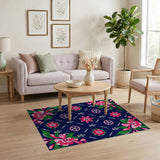 Navy Hibiscus Anchor Coastal Area Rug