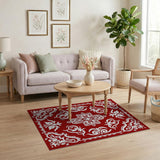 Floral Ornate Red Persian Floral Area Rug