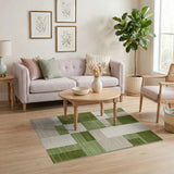Green Geometric Modern Green Geometric Block Area Rug