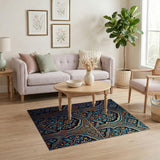 Teal Gold Ornate Persian Arch Rug