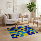 Geometric Modern Bold Blue Yellow Geometric Area Rug