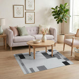 Black and White Geometric Modern Geometric Black White Abstract Area Rug