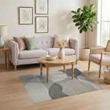 Abstract Area Sweeping Grey Waves Abstract Area Rug