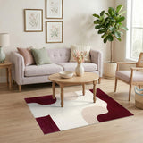 Red and Beige Organic Abstract Area Rug