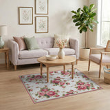 Pink Vintage Pink Roses Floral Area Rug