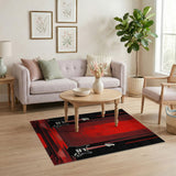 Red Striped Black Electric Guitar Area Rug
