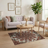 Ornate Terracotta Floral Mandala Rug