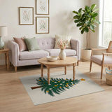 Whimsical Christmas Tree Area Rug with Golden Stars