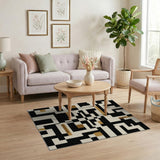 Bold Geometric Black Gold Abstract Area Rug