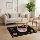 Pink Moon Celestial Stars Area Rug
