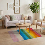 Multi-color and Patterns Vibrant Rainbow Stripe Tufted Area Rug