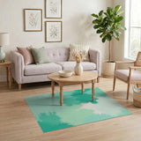 Teal Spiky Abstract Area Rug