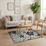 Vintage Black Floral Vine Area Rug