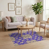 Purple Ornate Floral Damask Rug