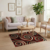 Abstract Area Red Hypnotic Red Swirl Abstract Area Rug