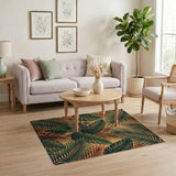 ODIKA Washable Tropical Palm Leaf Area Rug, Low Pile Non-Slip Boho Jungle Carpet, Pet & Kid Friendly