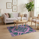 Vibrant Pink Green Traditional Persian Area Rug